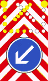 StVO, Verkehrszeichen Nr. 616: Fahrbare Absperrtafel mit Blinkpfeil